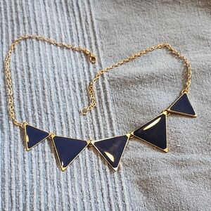 Gold and Navy Geometric Necklace